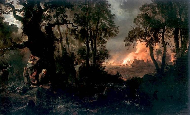 Franciszek Kostrzewski Fire of village china oil painting image